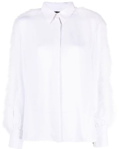 Amen Feather-trim Detail Crepe Shirt - White