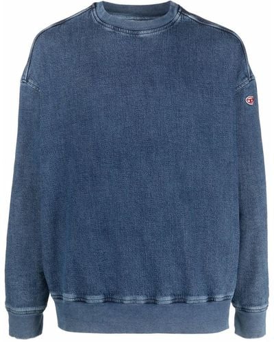 DIESEL D-krib Washed-denim Sweatshirt - Blue