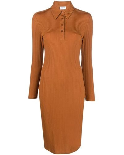 Filippa K Ribbed Jersey Polo Dress - Orange