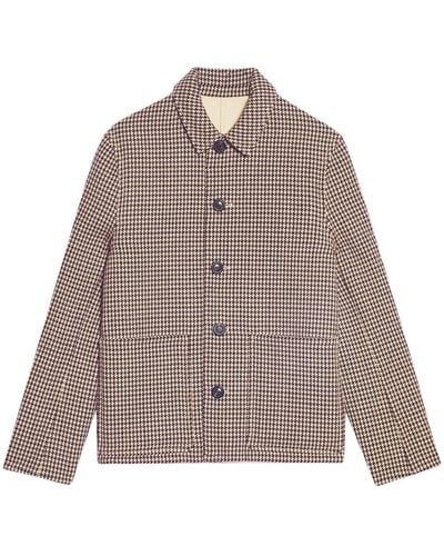 Ami Paris Houndstooth Pattern Single-breasted Jacket - Men's - Polyamide/virgin Wool - Brown