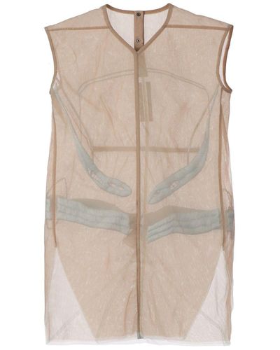 Rick Owens Embroidered Sheer Dress - Naturel