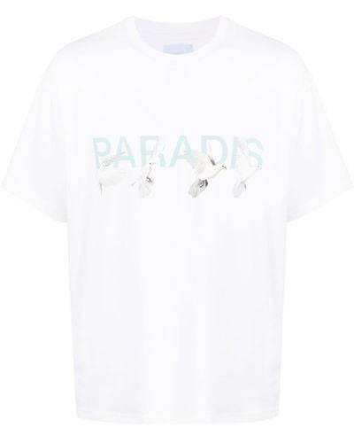 3.PARADIS T-shirt Met Grafische Print - Wit