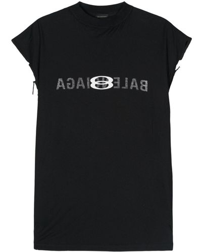 Balenciaga Gerafelde Tanktop Met Logoprint - Zwart