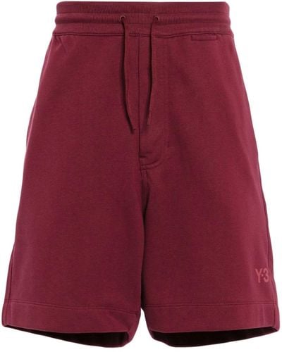 Y-3 Pantalones cortos de chándal con logo - Rojo