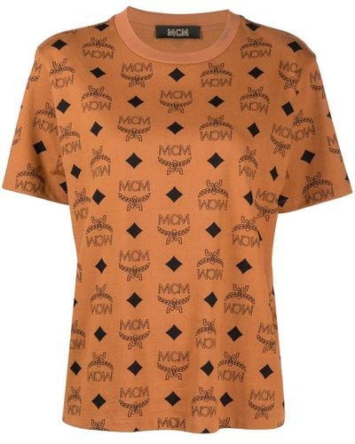 MCM T-shirt Met Monogramprint - Oranje