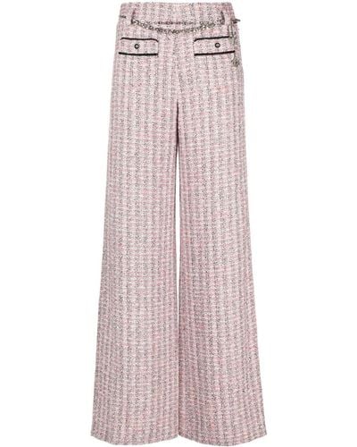 Maje Wide-leg Tweed Trousers - Pink