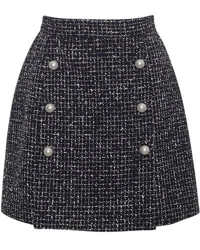 Adam Lippes Double-breasted Tweed Skirt - Blue