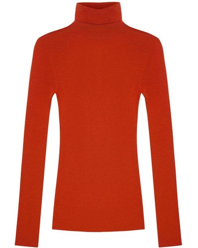 12 STOREEZ Gerippter Pullover aus Merinowolle - Rot