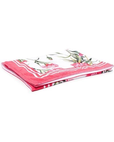 Dolce & Gabbana Floral-print Cotton Beach Towel - Pink