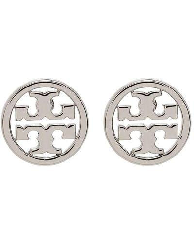 Tory Burch Brass Earrings With Logo - White