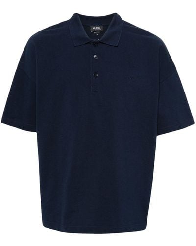 A.P.C. Embroidered-logo Polo Shirt - Blue