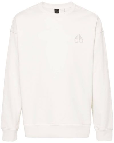 Moose Knuckles Logo-embroidered Cotton Sweater - White