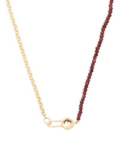 Rachel Jackson Asymmetric padlock Garnet necklace - Metálico