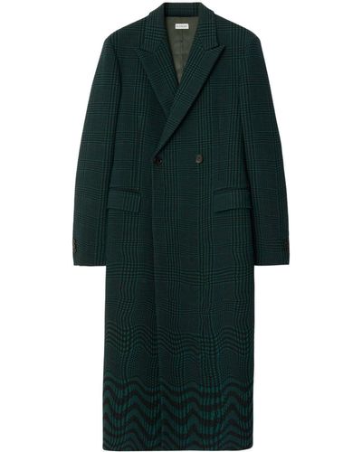 Burberry Doppelreihiger Mantel mit Warped Check - Grün