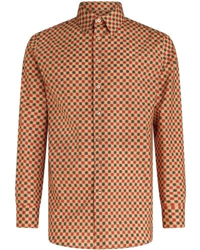 Etro Geometric-print Cotton Shirt - Brown