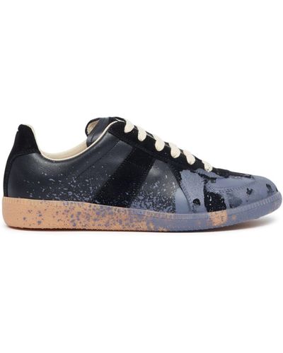 Maison Margiela Replica Paint Leather Sneakers - Blue