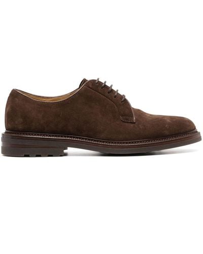 Brunello Cucinelli Lace-up Suede Derby Shoes - Brown