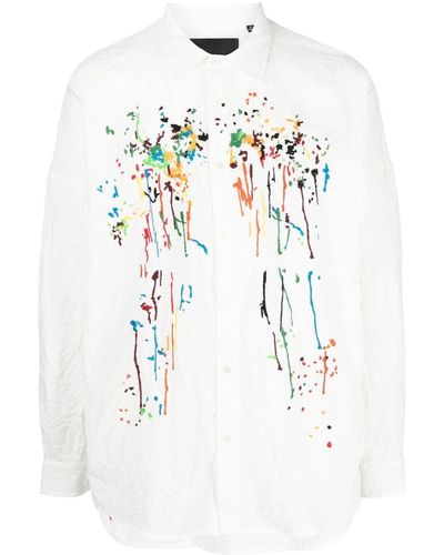Mostly Heard Rarely Seen Paint-embroidered Crinkled Woven Shirt - White