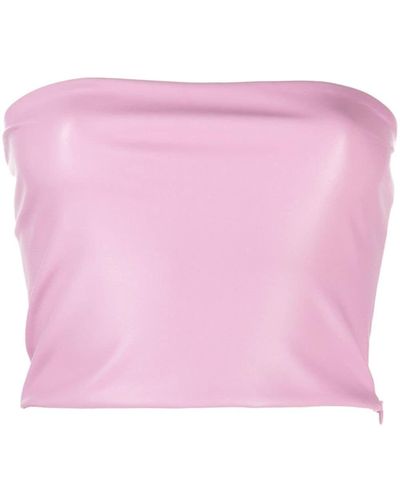 LAPOINTE Faux-leather Tube Top - Pink