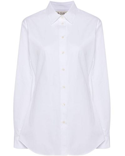 Rohe Popeline-Hemd mit klassischem Kragen - Weiß