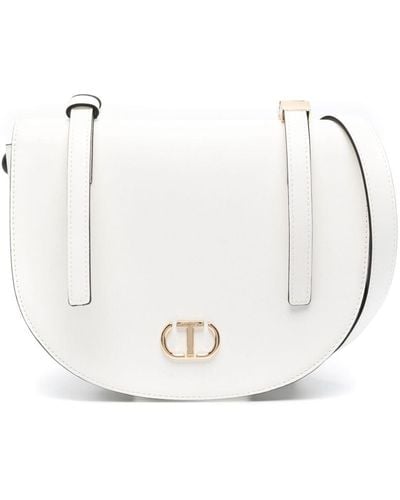 Twin Set Oval T-plaque Cross Body Bag - White