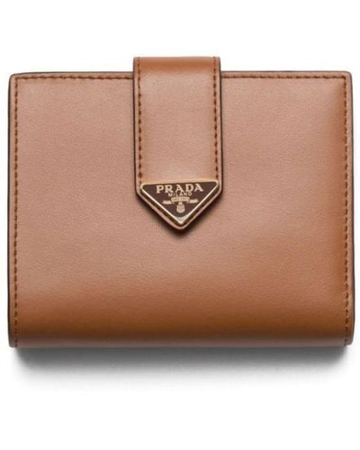 Prada Portemonnaie mit Triangel-Logo - Braun