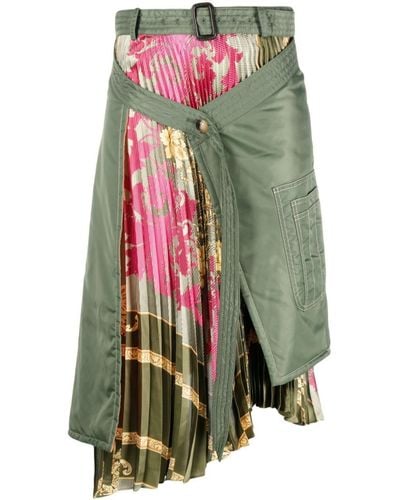 ANDERSSON BELL Floral-print Draped Midi Skirt - Green