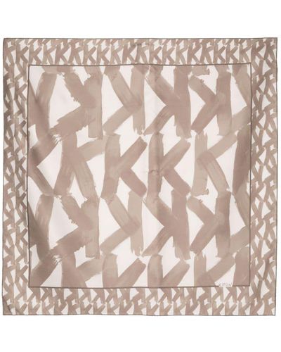 Kiton Logo-print Silk Scarf - Natural