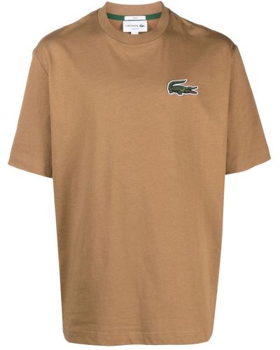 Lacoste Logo-patch Cotton T-shirt - Brown