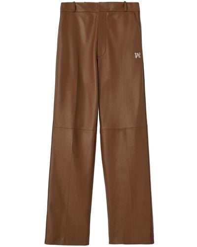 Palm Angels Pa Monogram Leather Track Trousers - Brown