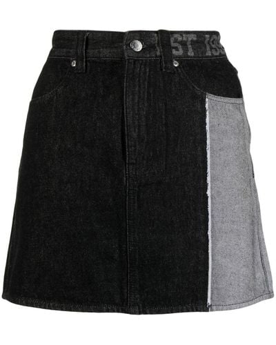 Izzue Logo-patch Denim Skirt - Black