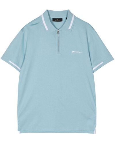 Belstaff Logo-print Cotton Polo Shirt - Blue