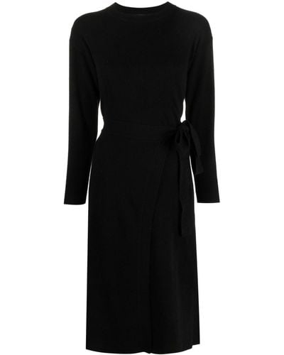 Yves Salomon Long-sleeve Self-tie Midi Dress - Black