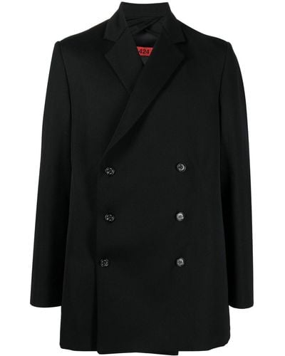 424 Double Breasted Wool Coat - Black