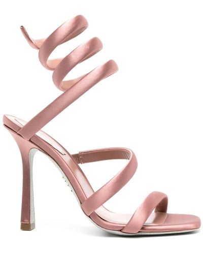 Rene Caovilla Cleopatra 105mm Satin Sandals - Pink