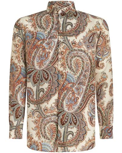 Etro Overhemd Met Paisley-print - Bruin