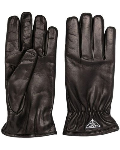 Prada Handschuhe aus Leder mit Logo - Schwarz