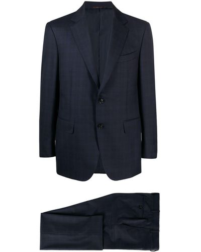 Canali Costume en laine à carreaux - Bleu