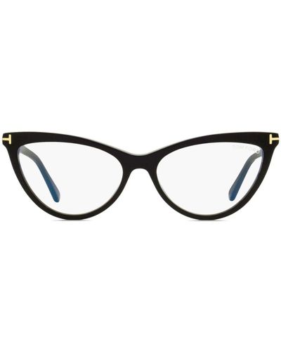 Tom Ford Gafas de clip con montura cat-eye - Marrón