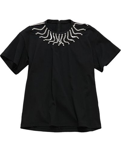 Christopher Kane T-shirt à ornements en cristal - Noir