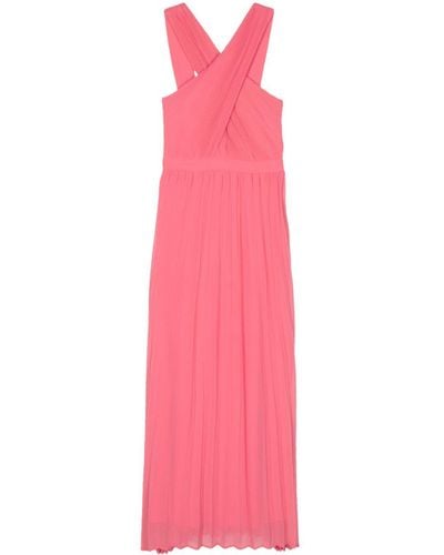 Liu Jo Crossover-neck Pleated Maxi Dress - Pink