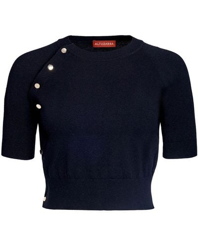 Altuzarra Short-sleeve Knitted Crop Top - Blue