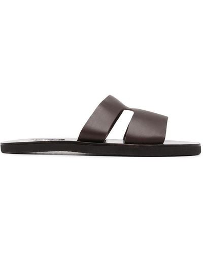 Ancient Greek Sandals Double-strap Leather Sandals - Black