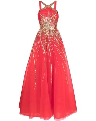 Saiid Kobeisy Halterneck Sequin-embellished Gown - Red