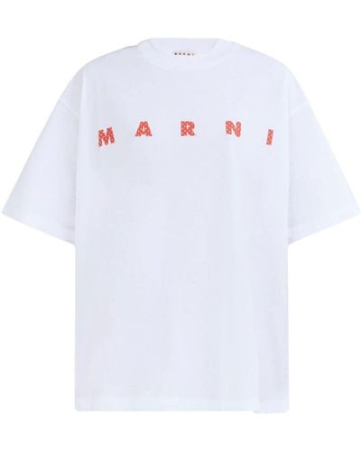 Marni T-shirt Met Logoprint - Wit