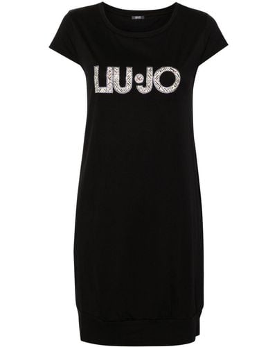 Liu Jo T-Shirtkleid mit Logo-Print - Schwarz