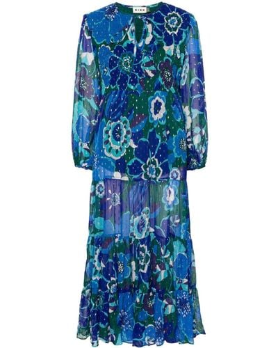 RIXO London Lorine Maxikleid mit Blumen-Print - Blau