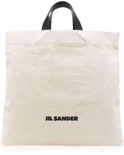 Jil Sander Shopper mit Logo-Print - Natur