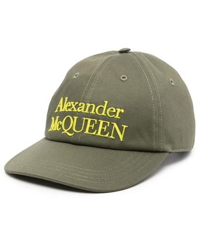 Alexander McQueen Casquette en coton à logo brodé - Vert