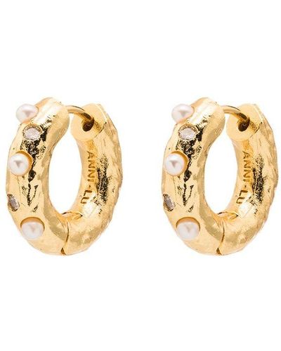 Anni Lu 18kt Gold-plated Pearl-embellished Hoop Earrings - Metallic